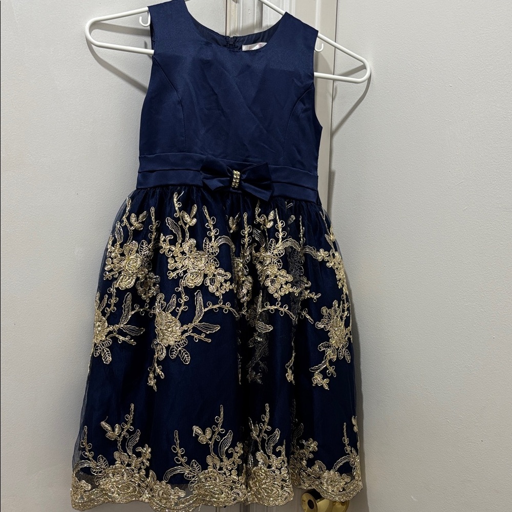 Biscotti Navy and Gold Floral Dress